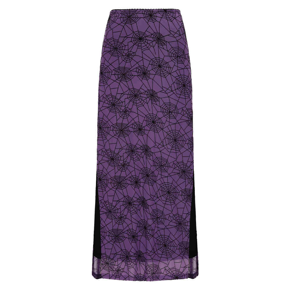 Banned - Seraphina Mesh Langer Rock - Lila/Schwarz